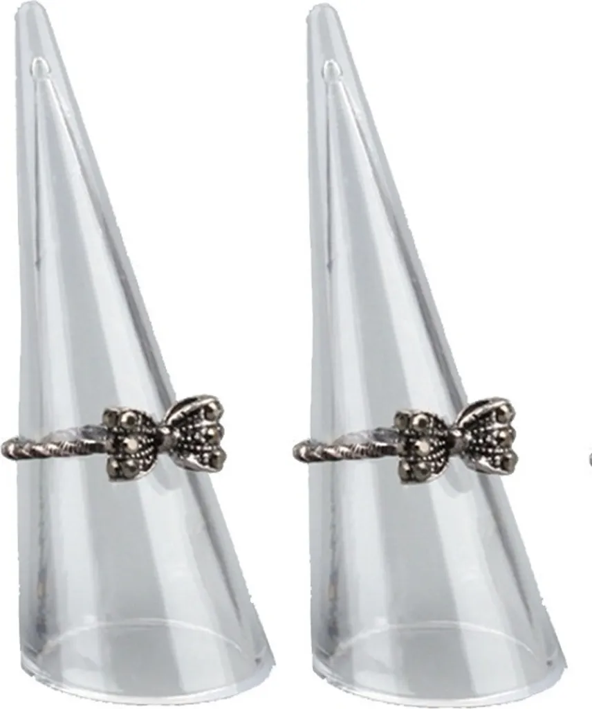 set di 2 porta anelli in acrilico trasparente per anelli a un dito, 68x25 mm - organizzatore di gioielli per un'elegante conservazione, supporto di presentazione per gli anelli, espositore per la vetrina del gioielliere