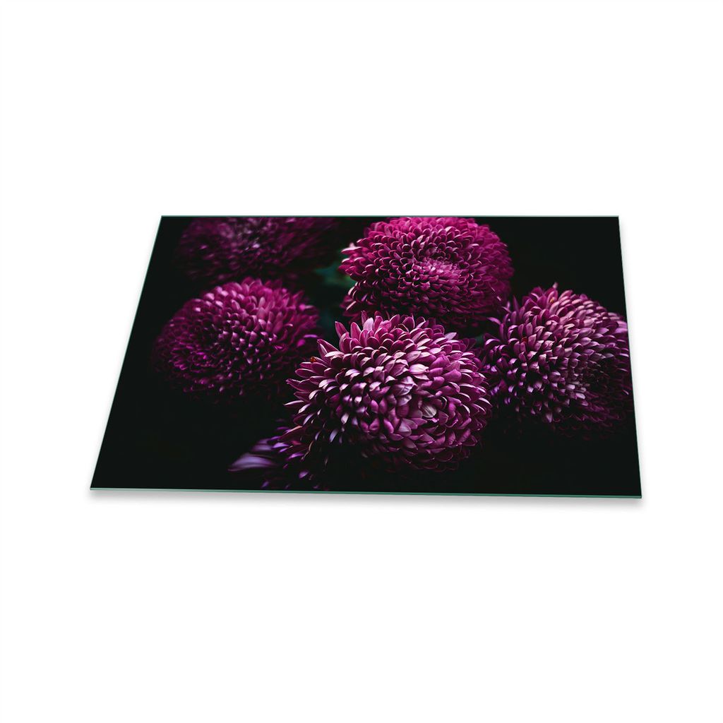 Herdabdeckplatte Glaskeramik 1 Teilig 80x52 Blumen Violett Abdeckung Glas Spritzschutz