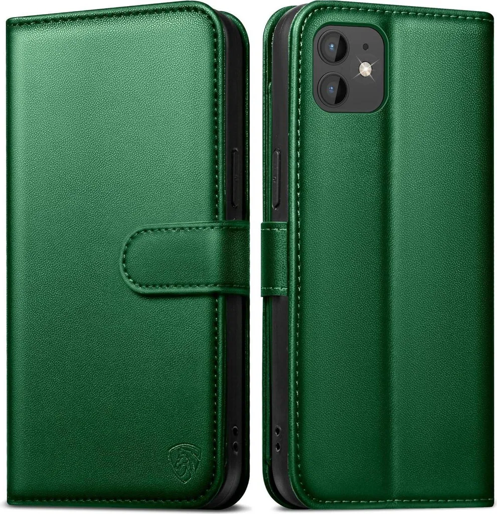 Protection iPhone 12 Pro Anti-Piratage RFID Cuir Vert Pin Antichoc Luxe
