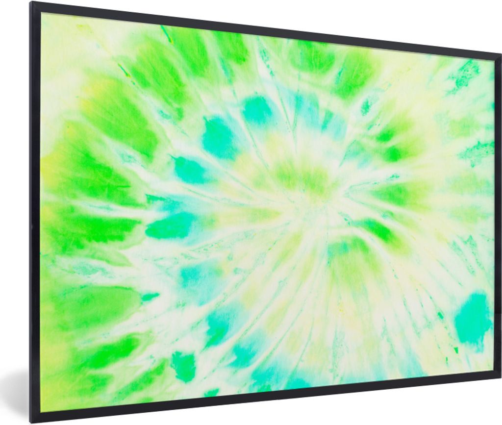 MuchoWow Gerahmtes Poster Krawattenfärbung - Grün - Muschel 60x40 cm - Poster mit Schwarzem Bilderrahmen Wandposter Rahmen Foto Bilder - Printi...