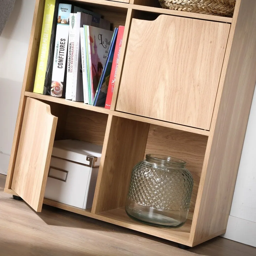 Étagère de rangement 6 cases avec portes en bois modulable - 6