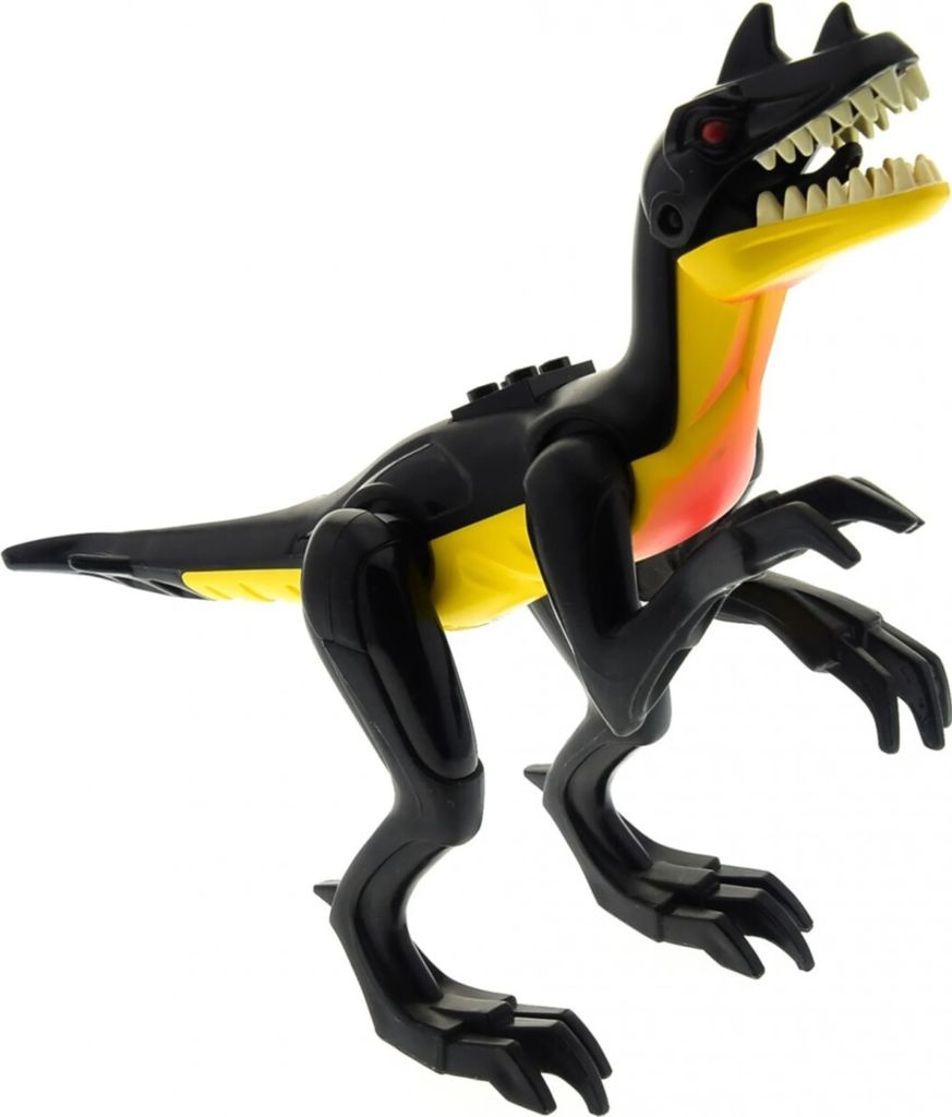 1x Lego Tier Dinosaurier Velociraptor Dino 2010 schwarz gelb 7295 7474 Raptor01