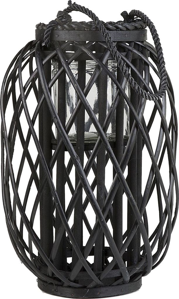 BELIANI Dekorative Laterne Schwarz mit Kerzenhalter 40 cm Produktbild 