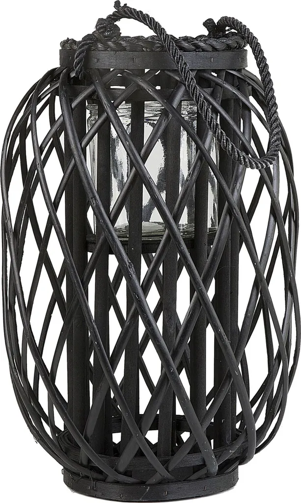 Lanterne Déco Noire 40 cm : Éclairage Tamisé sans Risque avec Bougeoir
