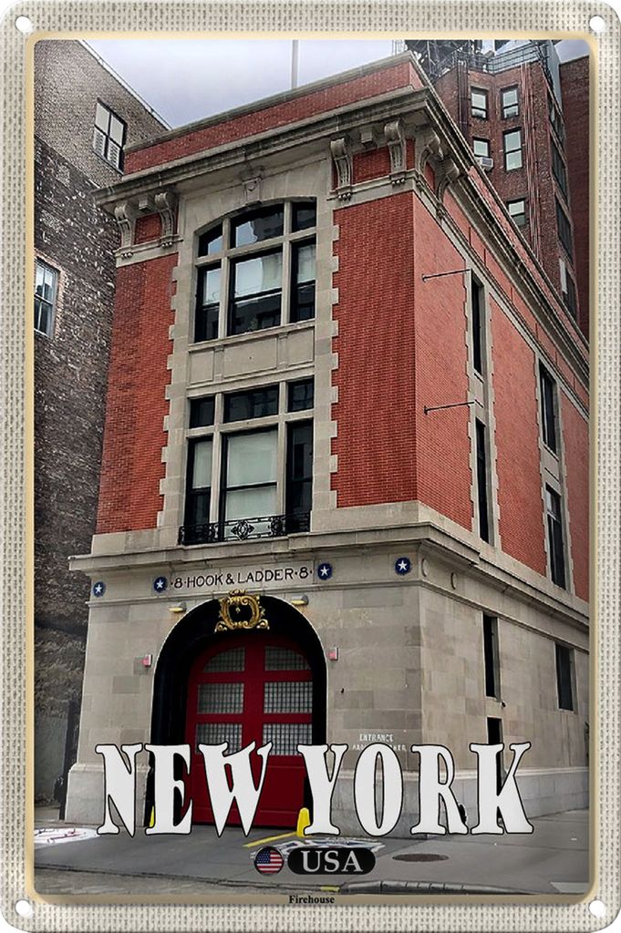 Blechschild Reise 18x12cm New York USA Firehouse