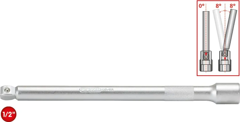 KS-Tools 911.1383-E Prolunga inclinabile da 1/2", 125 mm