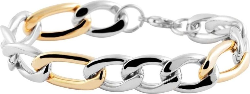Akzent Panzerketten-Armband aus Edelstahl in Bicolor mit IP Gold-Beschichtung