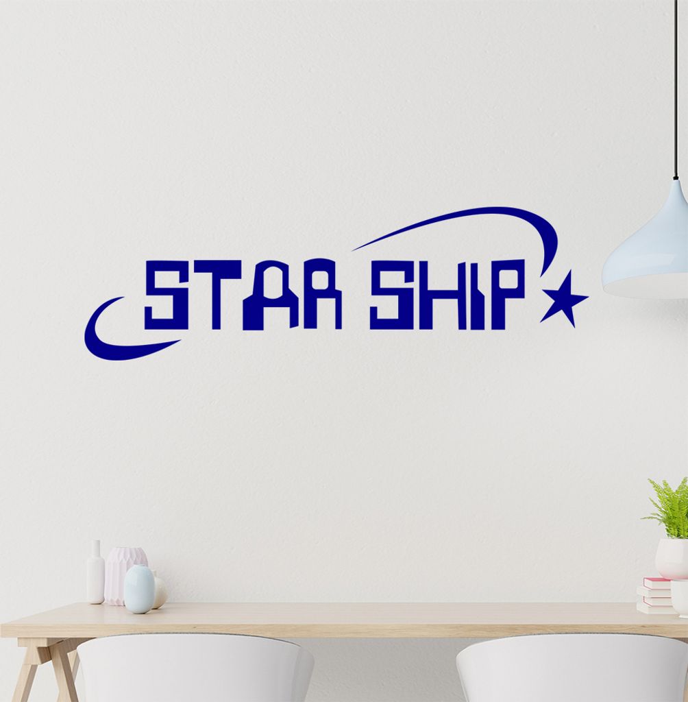 Star Ship Wandtattoo in 6 Größen - Wandaufkleber Wall Sticker - Dekoration, Küche, Wohnzimmer, Schlafzimmer, Badezimmer