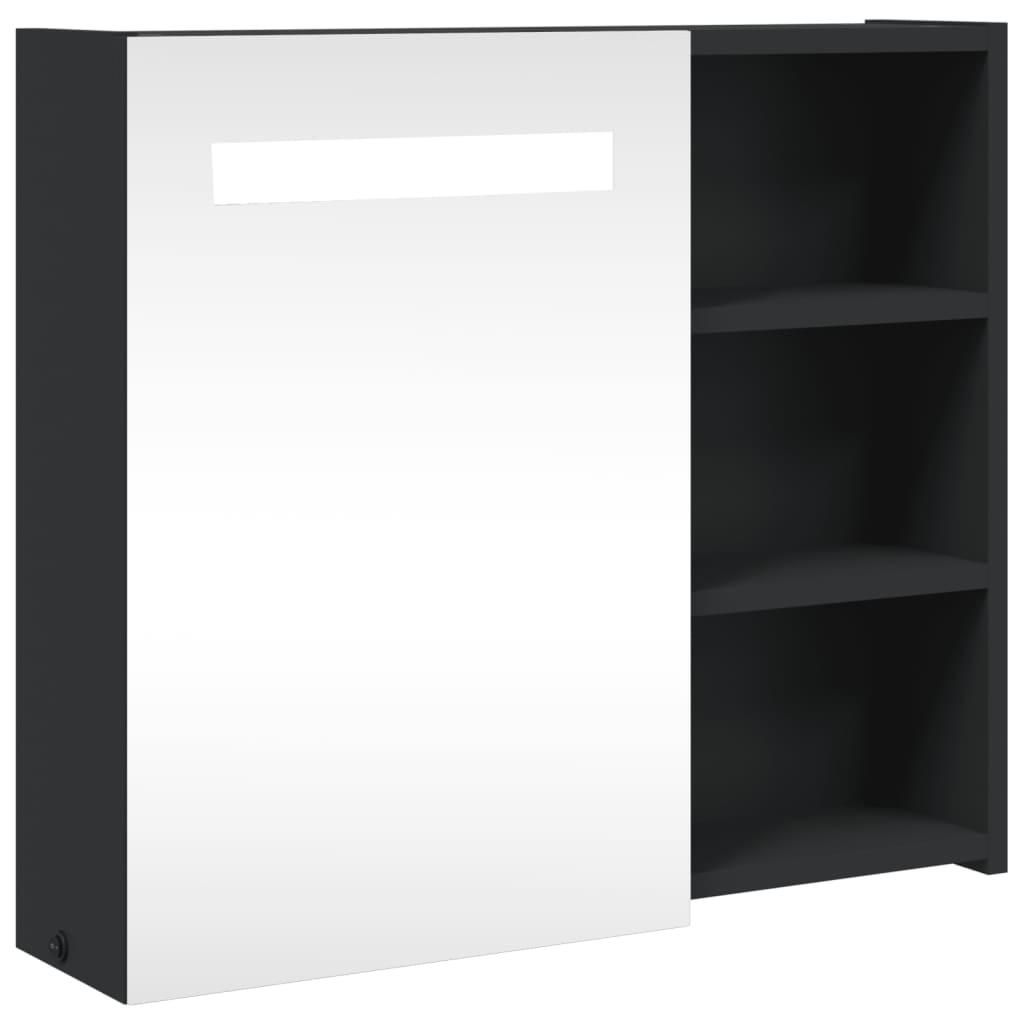 vidaXL Spiegelschrank mit LED-Beleuchtung Schwarz 60x13x52 Produktbild 