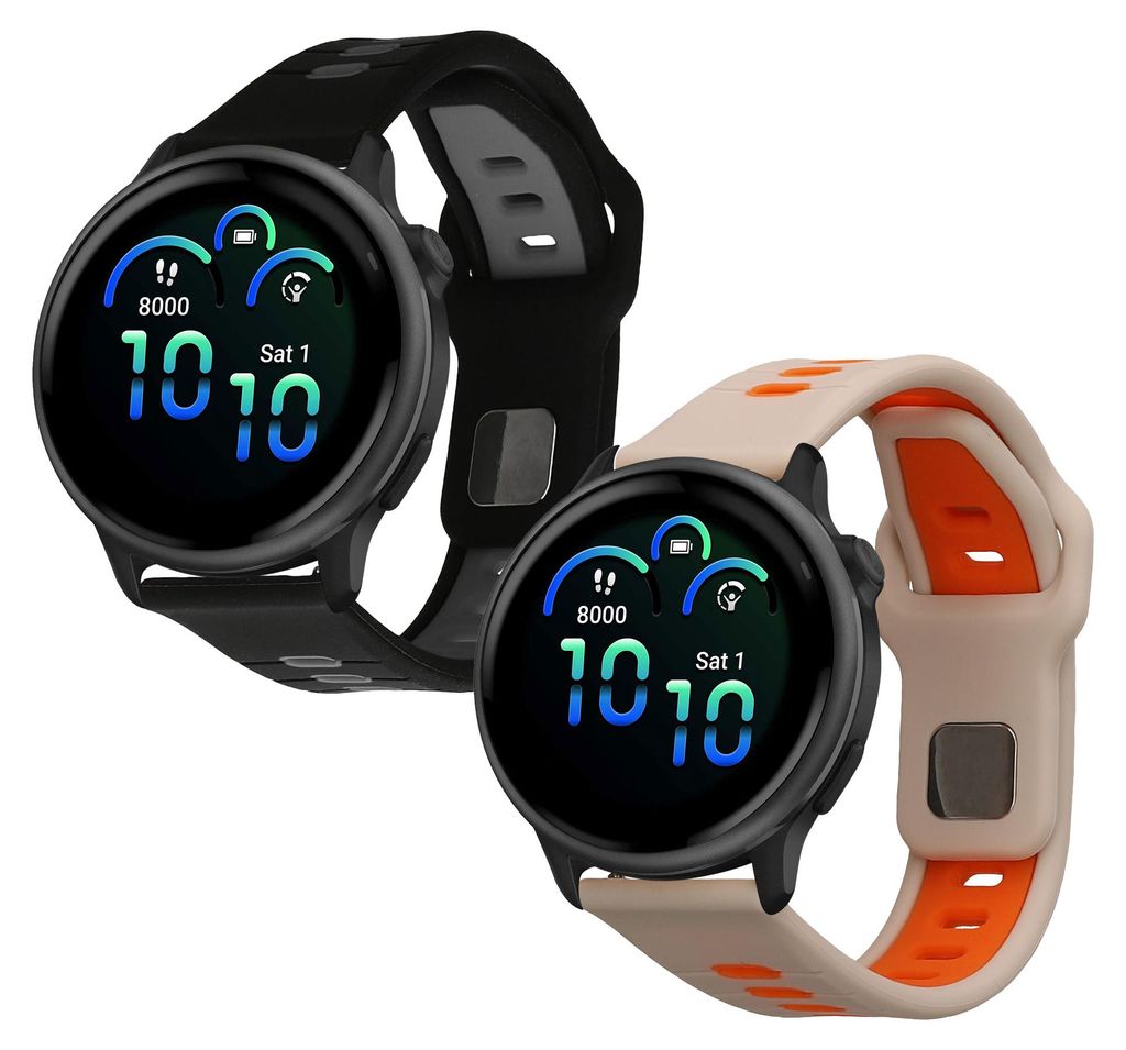 kwmobile 2x Uhrenarmband für Garmin vivoactive 6 / vivomove Trend / Forerunner 55 Armband - Fitnesstracker Band Set aus TPU Silikon - Ersatzarmband