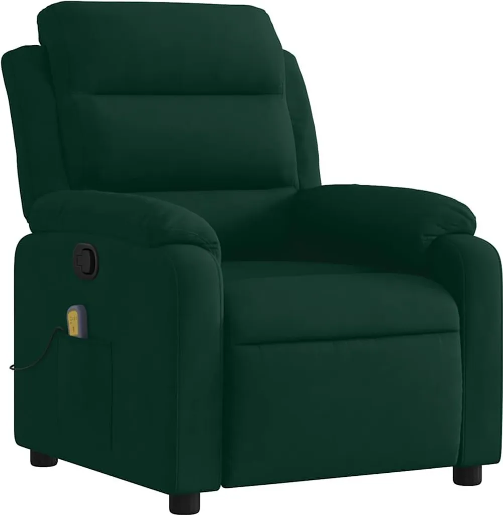 Fauteuil de massage inclinable en velours vert foncé pour salon moderne