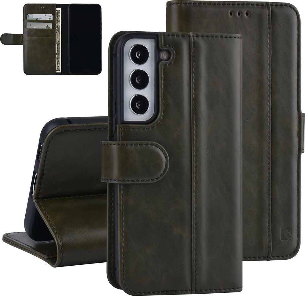 UNIQ Accessory Samsung Galaxy S22 Book type case - Kartenhalter für 3 Karten - Magnetischer Verschluss - Dunkelgrün