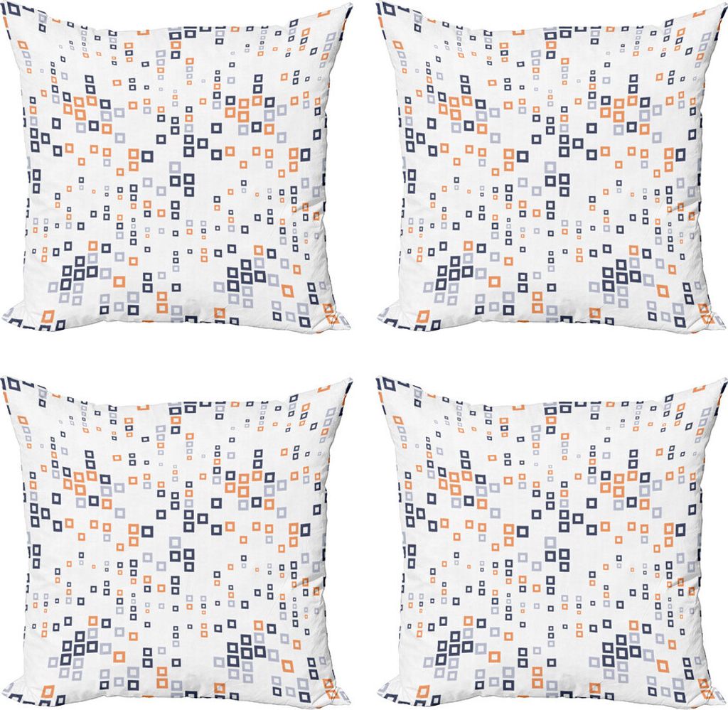 ABAKUHAUS Geometrisch Kissenbezug Set (4 Stück), Platz Zusammensetzung, Moderner Doppelseitiger Digitaldruck, 45 cm x 45 cm, Blasses Orange Dunkel...