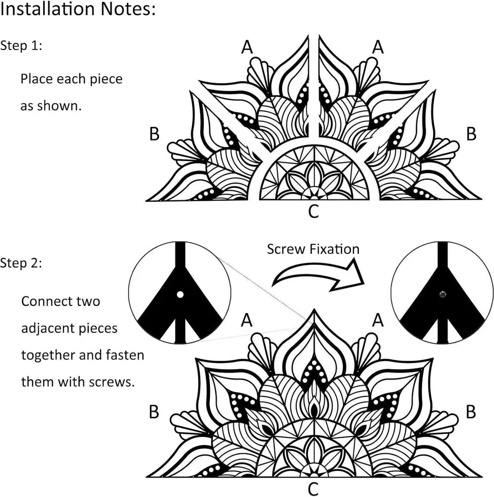 Mandala Mural en Métal Design Fleur de Lotus Sculpture Murale Géante