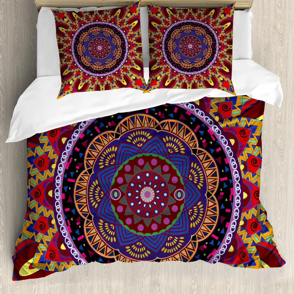 Set Letto Mandala 200x200 Vintage ABAKUHAUS - Arredo Rosso Marrone