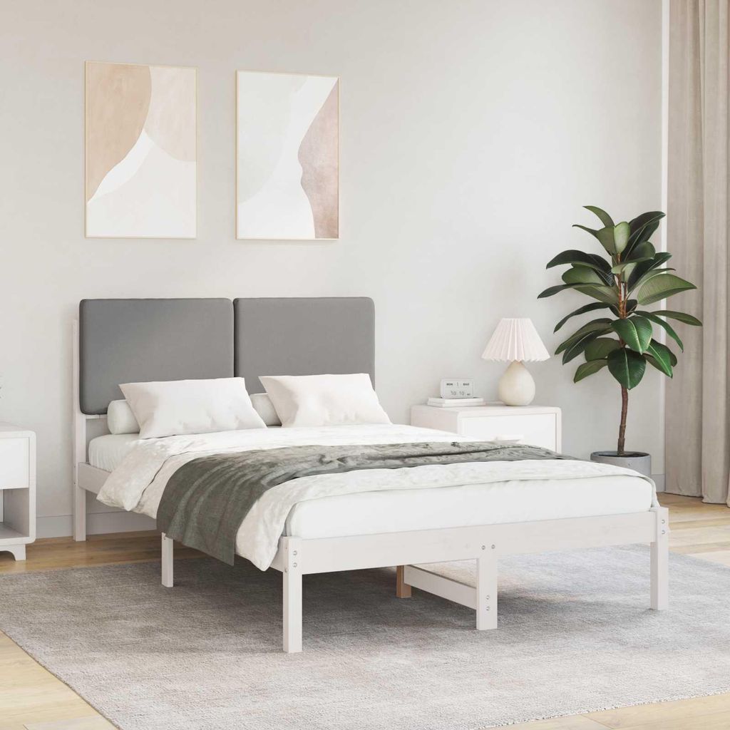 Maison Exclusive - Bettgestell mit gepolstertem Kopfteil Hellgrau 120 x 200 cm