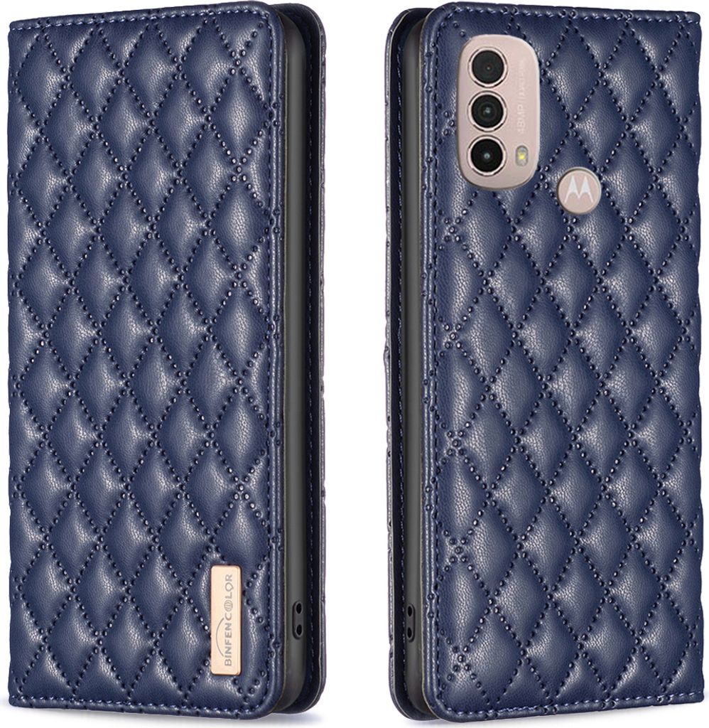 Moto E40 Hülle, Elegant Bookstyle Flip Leder Kartenfächer Schutzhülle mit Ständer für Motorola Moto E30 E40 Blau