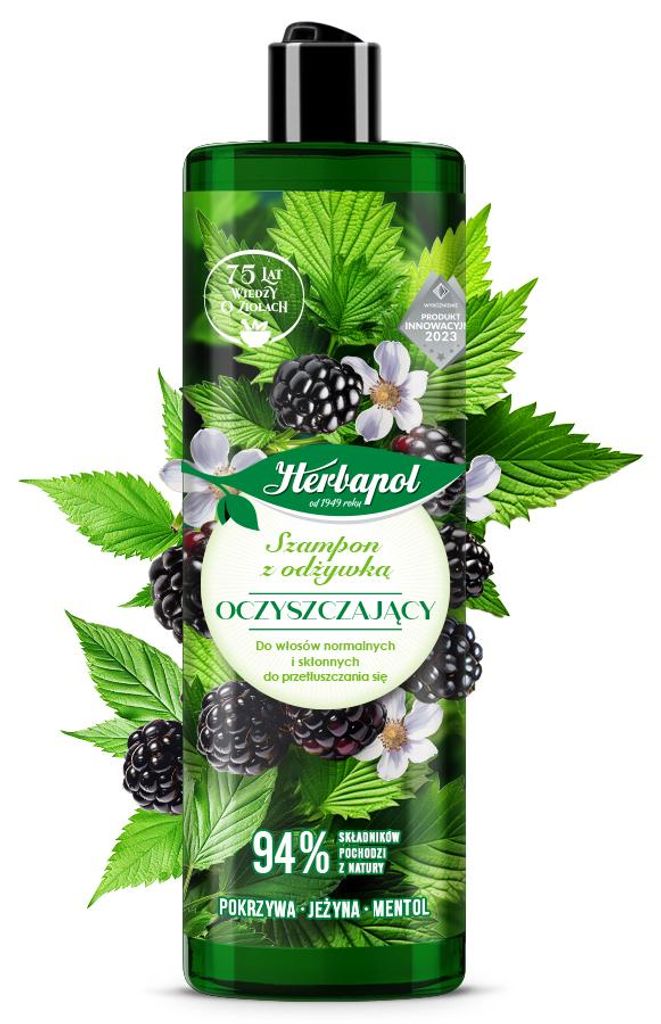 POLANA_Shampoo + Spülung für normales und fettiges Haar Brennnessel + Brombeere + Menthol 400ml