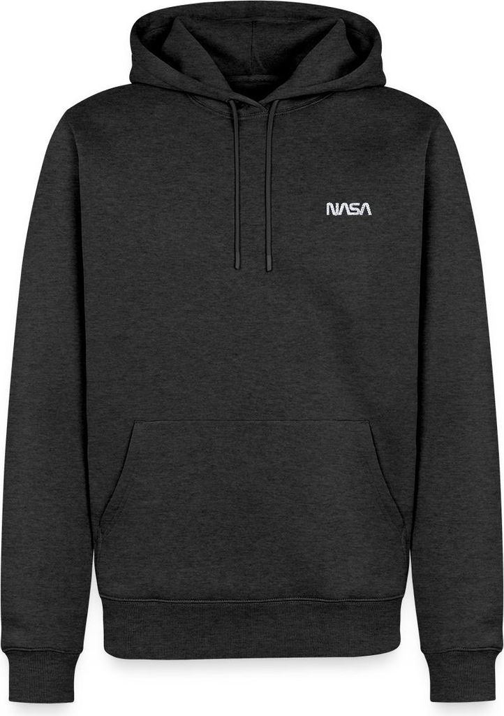 Spreadshirt Nasa Logo Klein Weiß Stick Herren Premium Hoodie, XXL, Anthrazit meliert