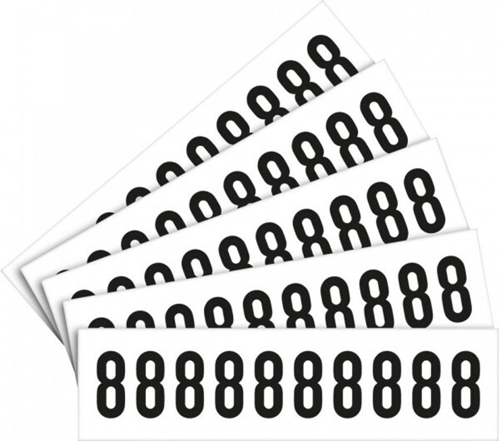 Dreifke Aufkleber I Ziffer 8, weiß/schwarz, Folie, Schrifthöhe: 40mm, 52,9x2...