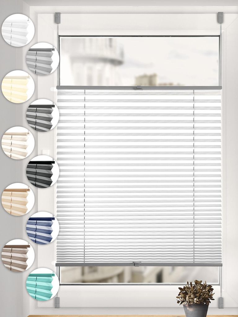 Sonello Plissee Klemmfix ohne Bohren 35cm x 160cm Grau Faltrollo Plisseerollo Jalousie für Tür & Fenster Blickdicht Sichtschutz Sonnenschutz Fert...