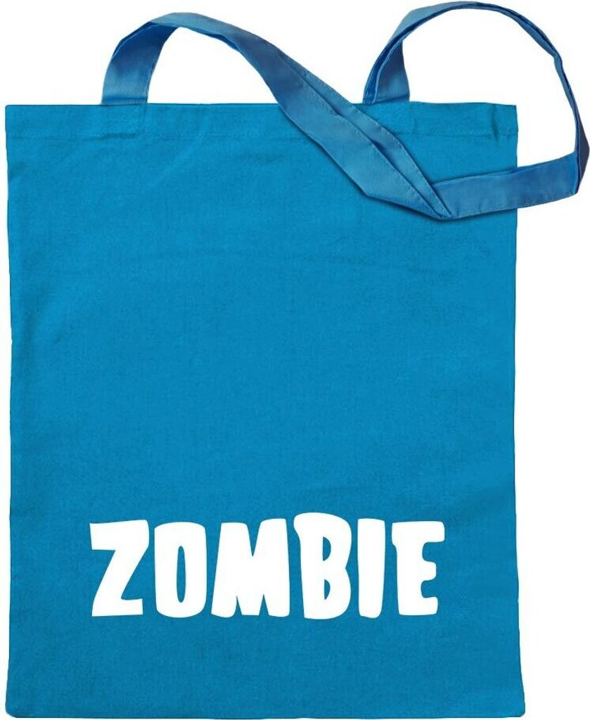 Kiwistar - Baumwolltasche - hellblau - Zombie Wort - Tragetasche Stoffbeutel Umhängetasche Langer Henkel