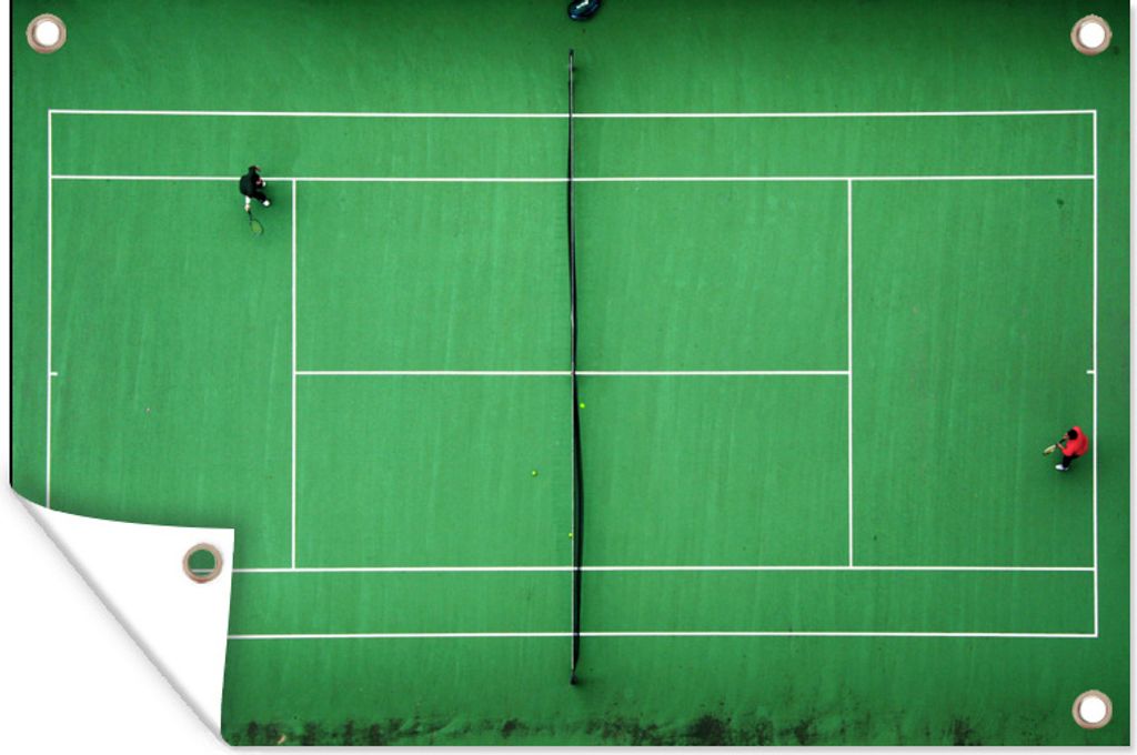 MuchoWow 120x80 cm Outdoor-Poster Gartendeko Sichtschutz Garten Poster für den Garten Zwei Tennisspieler spielen eine Partie Tennis