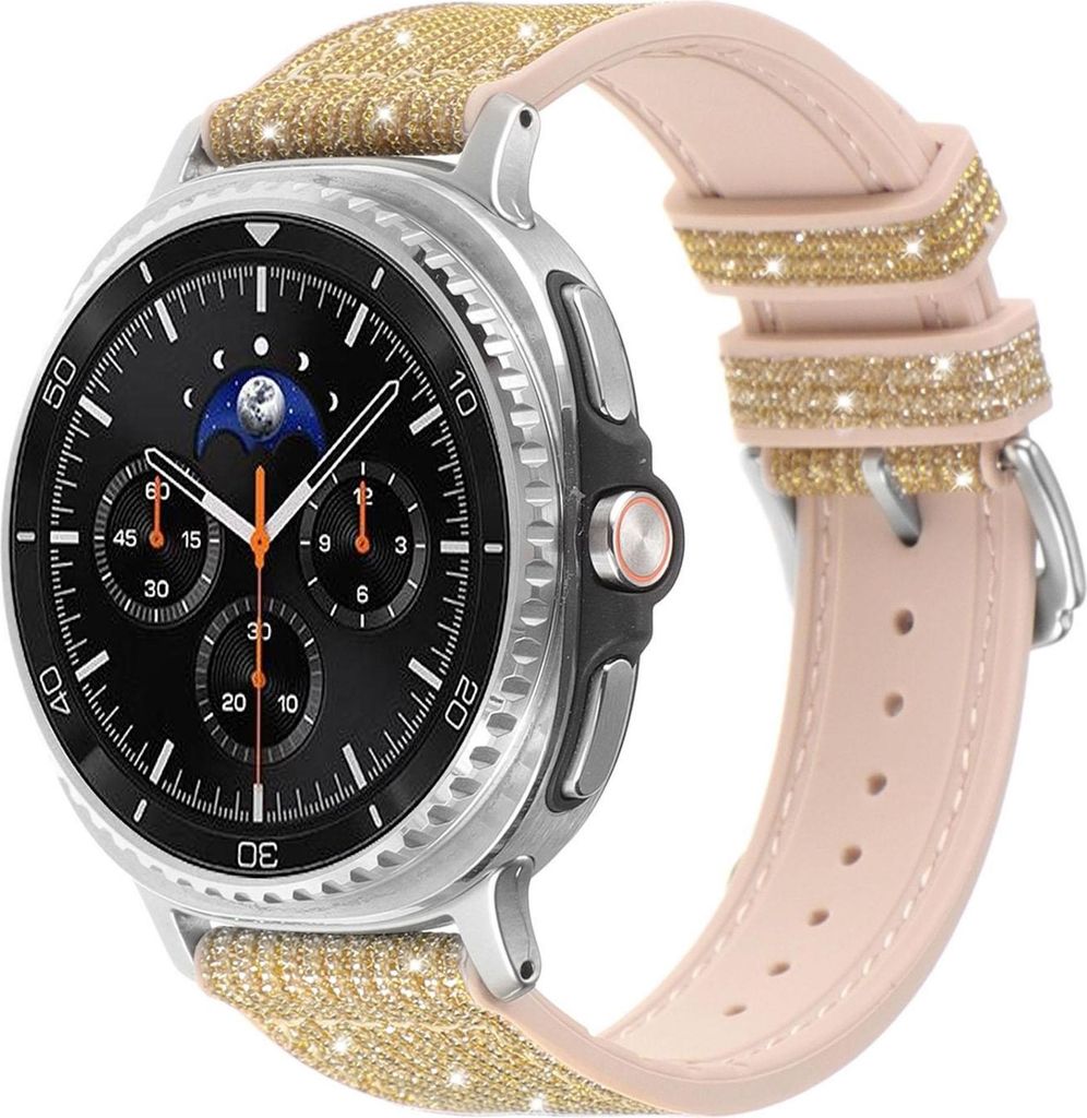 Für Samsung Galaxy Watch 8 / 8 Classic Glitzer Silikon Hybrid Armband Gold