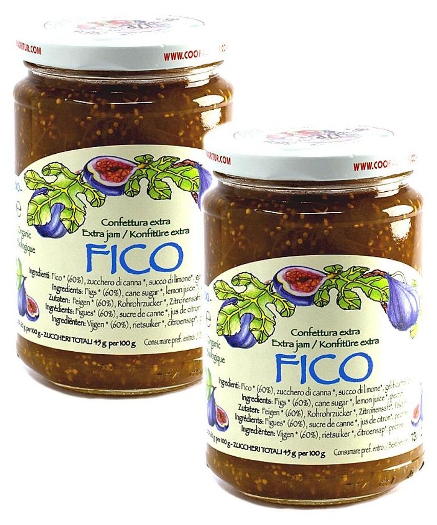 Agritur - Feigenkonfitüre Extra Classic - 60 Prozent Frucht mit Rohrzucker und Pektin - Pack 2 x 330 g