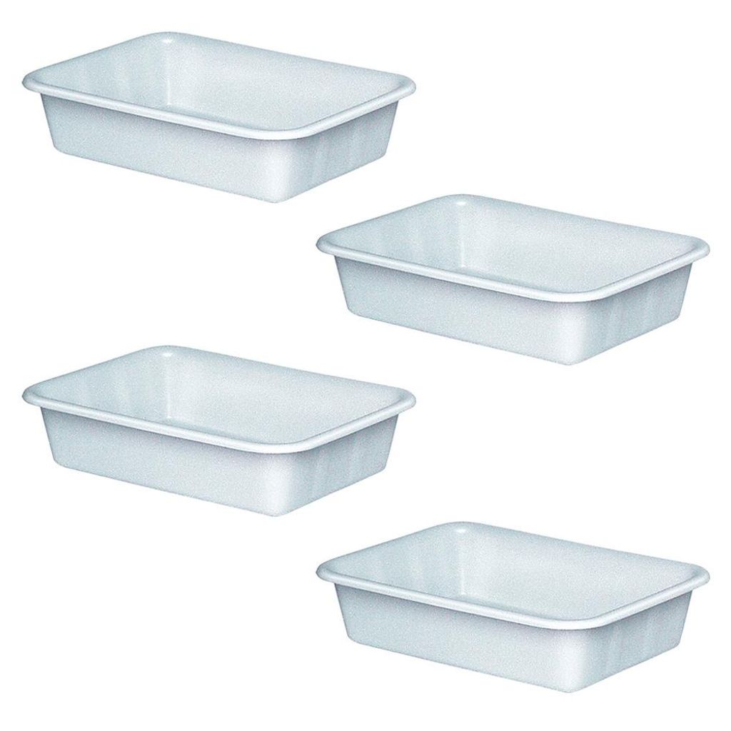 4x Wanne mit umlaufendem U-Rand, LxBxH 610x440x150 mm, 25 Liter, Gewicht 1,3 kg, weiß