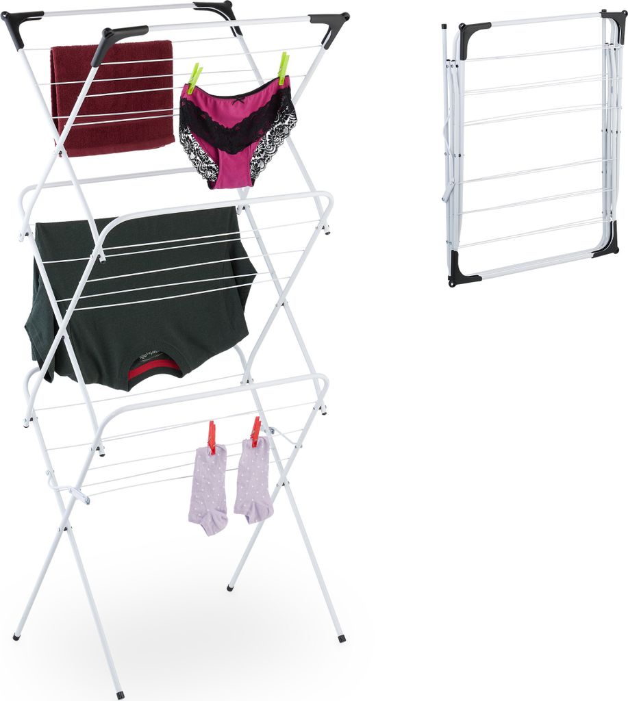 Séchoir à linge Relaxdays, pliable, 18 barres, 136 x 62 x Image du produit 