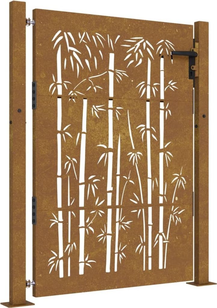 vidaXL Gartentor 100x150 cm Cortenstahl Bambus-Design