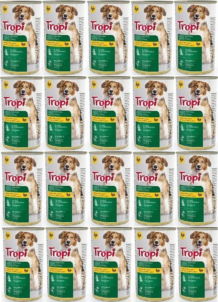 TROPI Nassfutter für Hunde mit Geflügel in Sauce 415 g x 20 Stück POULTRY Hund
