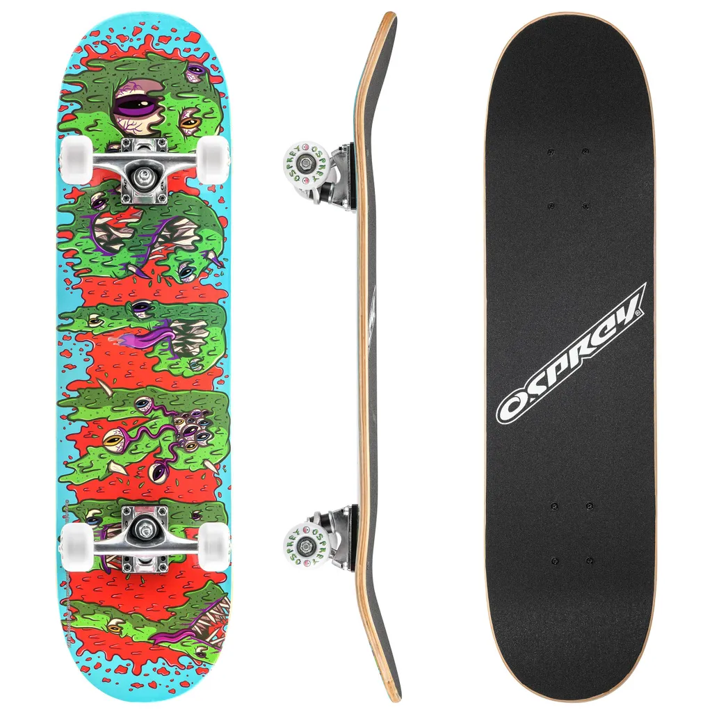 Skateboard Osprey Slime Edition 31 Pouces Antidérapant avec Roulements Abec 5