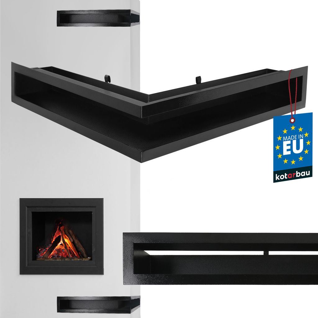 KOTARBAU Kamin Eck Luftleiste 50/50 cm Lüftungsgitter eckig Schwarz pulverbeschichteter Stahl Belüftungsgitter Luftgitter Warmluftgitter Kamin ...