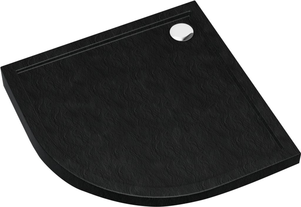 AQUABAD Duschwanne Basic Black Stone 90x90cm R55 Viertelkreis