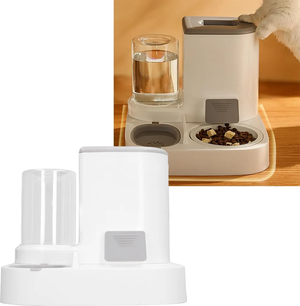 Fini les oublis : Distributeur de nourriture et eau 2 en 1 pour chat