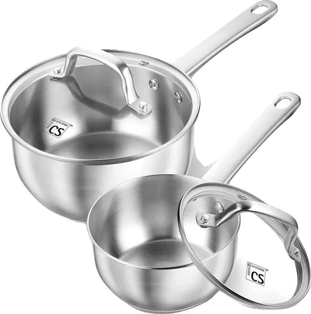 Batteria Pentole Acciaio Inox 1-2 Qt | Piccole Casseruole per Induzione e Forno