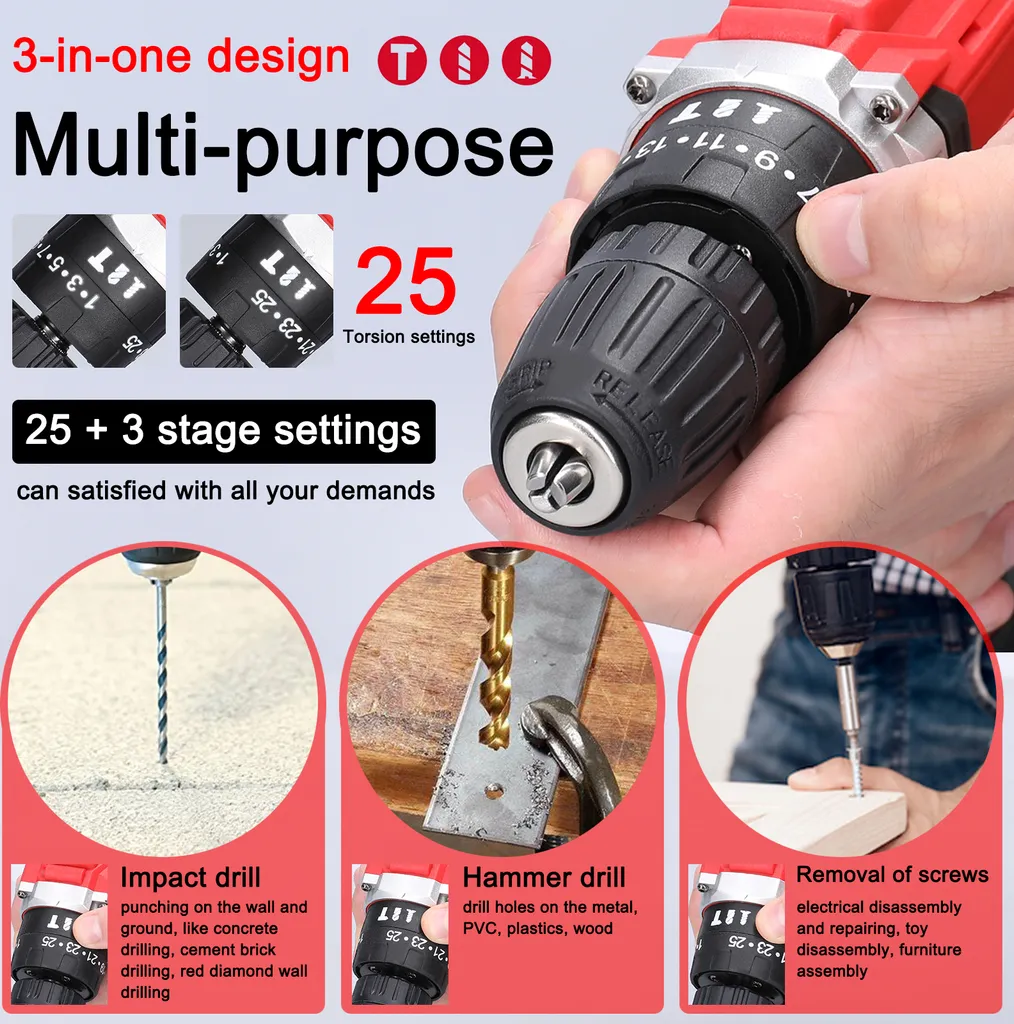 Outil électrique multifonction : perceuse-visseuse 21V sans fil polyvalente - 3