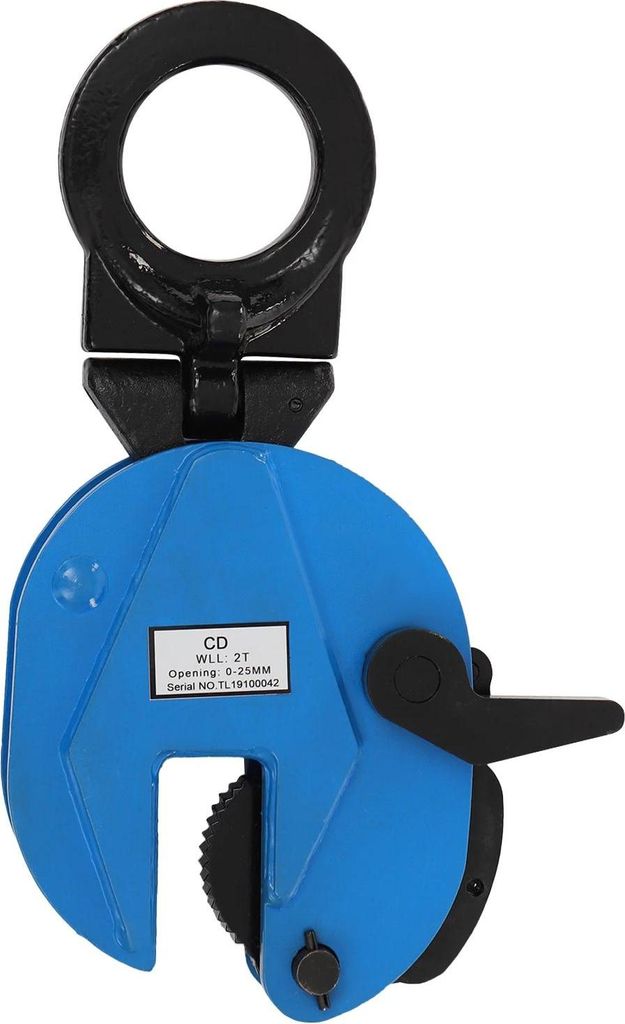 Hebeklemme - Vertikale Plattenklemme - Tragfähigkeit 2000 kg - Maulöffnung 0–25 mm - Für Stahlplatten - Aus Legiertem Stahl