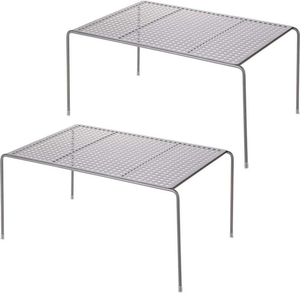mDesign Küchenregal Geschirrablage Aufbewahrung Organizer 2er Set Metall Grau