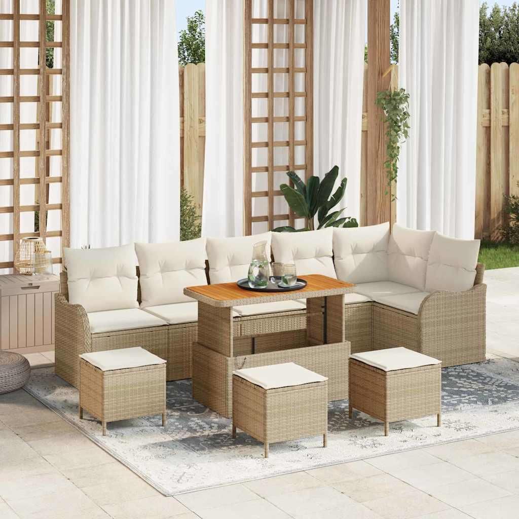 "im Angebot" Garten-Sofa-Set mit Kissen mit Speicher 10 pcs - Loungesofa - möbel Garten - Beige und Creme - Gartensofas CC13441