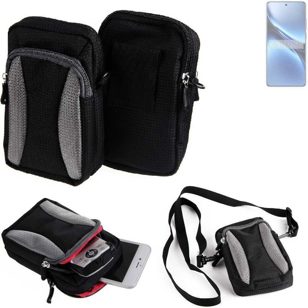 K-S-Trade Holster Schutz Hülle kompatibel mit Vivo X200 Pro Handy Hülle Gürteltasche Umhängetasche mit Zusatzfach schwarz