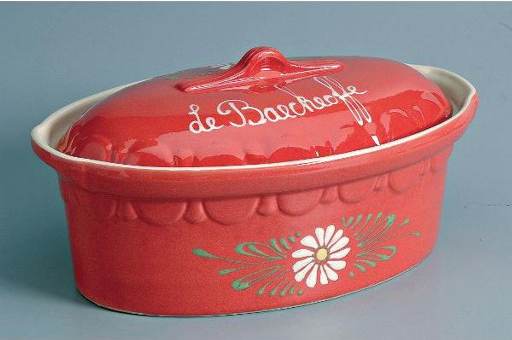 Terrine ovale 41.5cm décor rouge décor fleur blanches - Image du produit 