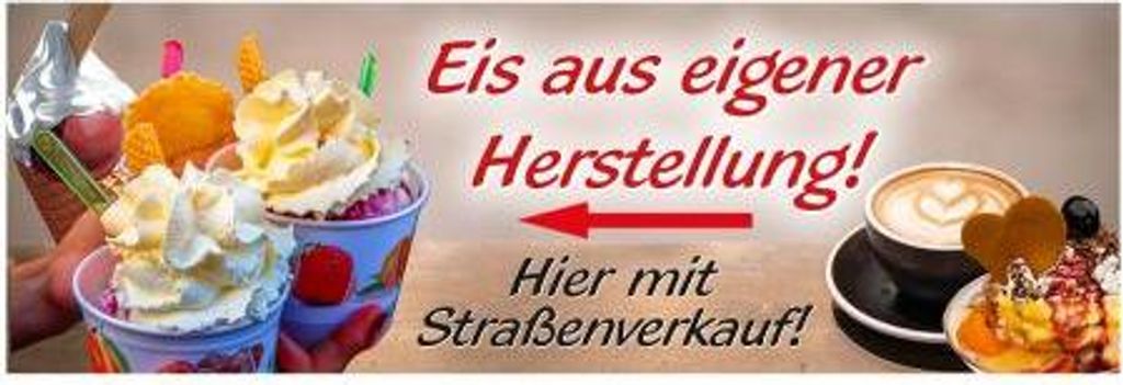 Banner Spannband Werbebanner Gr. 3 x 1m - Eis aus eigener Herstellung - 309978/1 Color - Pfeil Links