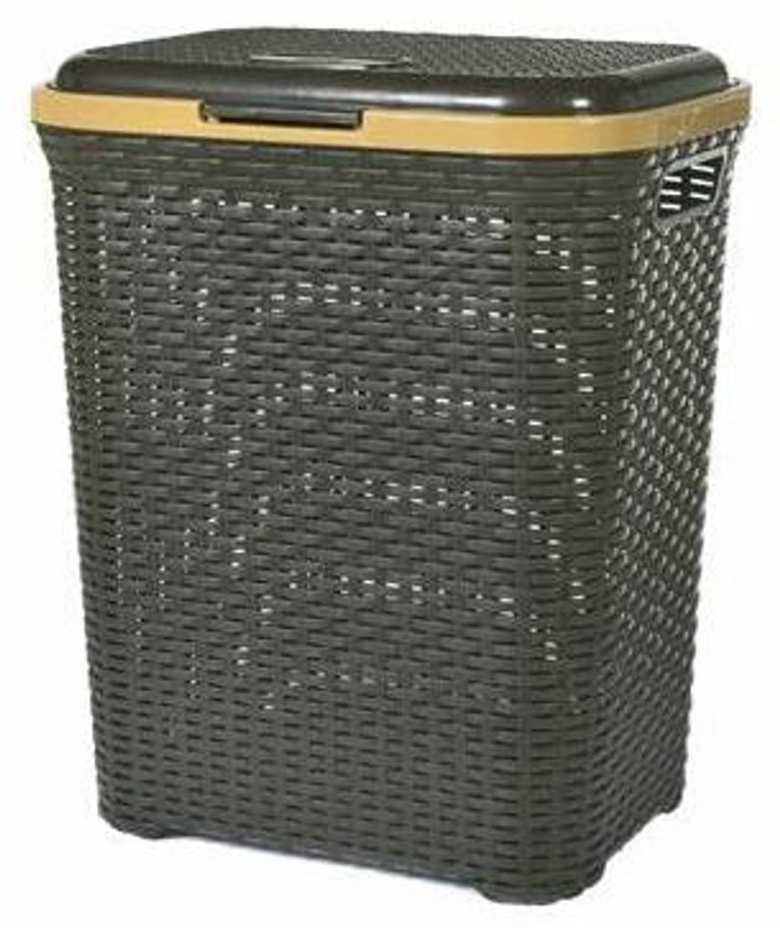 H&H Wäschekorb aus Polyrattan, 55 l, braun