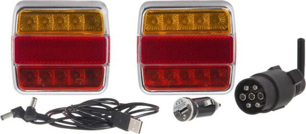Set kabelloser LED-Lampen, quadratisch, 12 V, Li-Ion, magnetisch, 7-poliger Stecker, Kramp LA60025