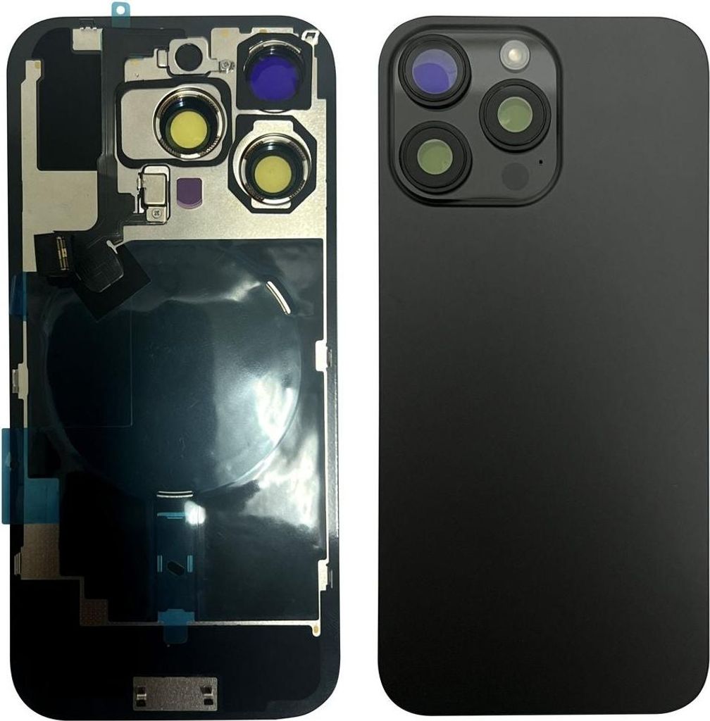 Achterkant voor iPhone 16 Pro met kleine onderdelen - zwart Productafbeelding 