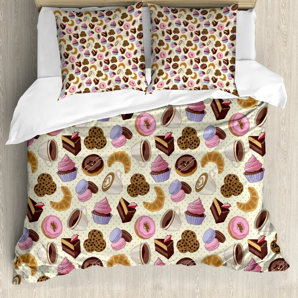 ABAKUHAUS Copripiumino Caffè 200x200 - Set Letto Antiacaro con Federe