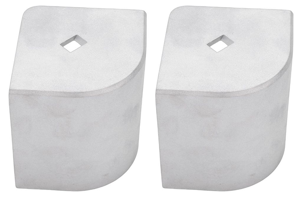 2 Stück Eckkappen aus Aluminium für Pontonboote mit 90¡ã-Rundwinkel, Höhe 9,5 cm bis 9,7 cm, Breite oben 8,3 cm bis 8,4 cm